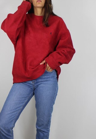 VINTAGE POLO RALPH LAUREN FLEECE JUMPER W LOGO FRONT