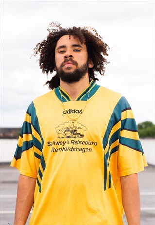 VINTAGE 90'S ADIDAS FOOTBALL SHIRT IN YELLOW AND GREEN