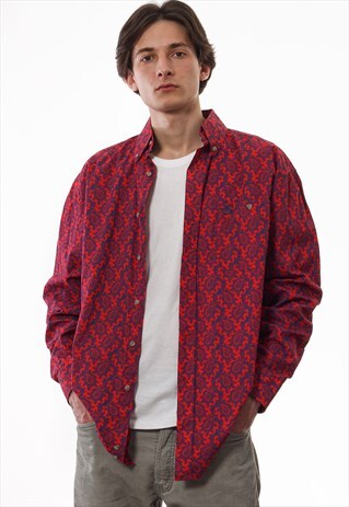 VINTAGE WRANGLER 90S RED LONG SLEEVE PRINTED PAISLEY