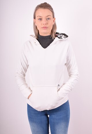 ADIDAS WOMENS VINTAGE HOODIE JUMPER MEDIUM WHITE 90S