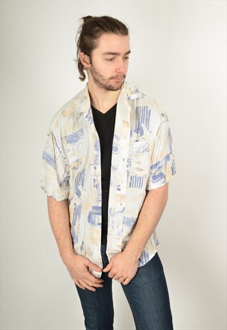 VINTAGE ABSTRACT CRAZY PATTERNED SHIRT