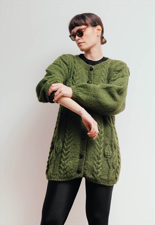 HANDMADE OLIVE GREEN HEAVY WOOL SWEATER