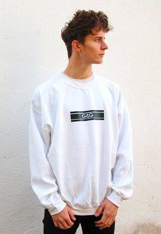 G&G UNISEX WHITE CHUNKY FOREST LINO SWEAT