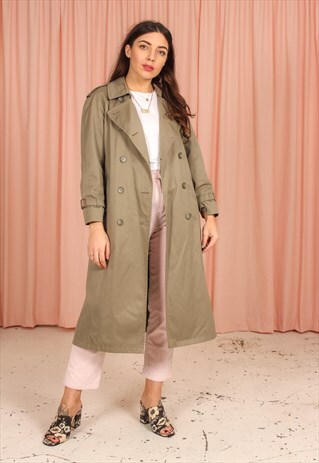 VINTAGE 80S TRENCH COAT IN GREEN
