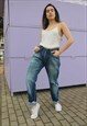 ORIGINAL LEVI'S 501 HIGH RISE RIPPED BLUE TALL MOM JEANS