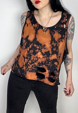 Grunge Style reworked bleach dyed distressed vest 