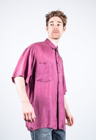 VINTAGE 1980S PURPLE SILK SHIRT