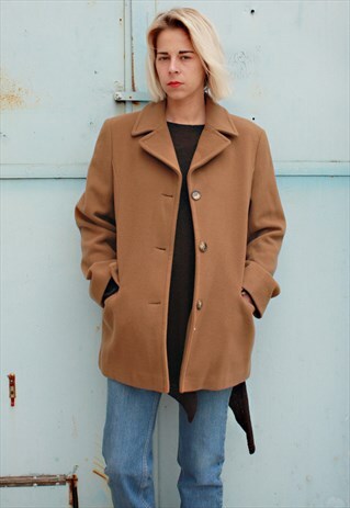 VINTAGE 80' ELEGANT CLASSIC BROWN UNISEX SHORT COAT