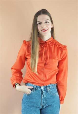 VINTAGE RED FRILL BLOUSE