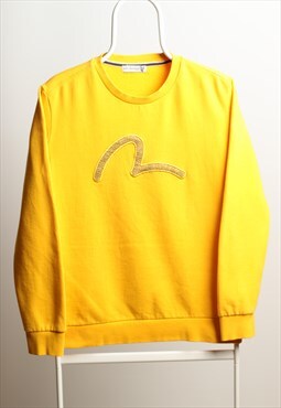 Vintage Evisu Crewneck Seagull Logo Sweatshirt Yellow