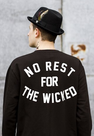 ART DISCO 'NO REST FOR THE WICKED' SWEATSHIRT IN BLACK