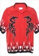 Vintage Dragon Print Black & Red 1990s Shirt - L