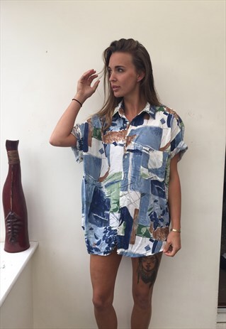 CRAZY PATTERNED OVERSIZED RETRO VINTAGE FESTIVAL SHIRT