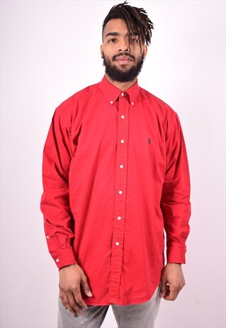 RALPH LAUREN MENS VINTAGE SHIRT MEDIUM RED 90'S