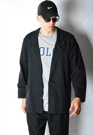 VINTAGE 80S FADED BLACK WORK WEAR JACKET