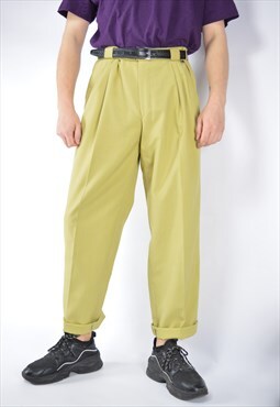 Vintage yellow classic 80's straight suit trousers 