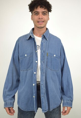 VINTAGE 90S ARMANI JEANS BUE CHAMBRAY SHIRT