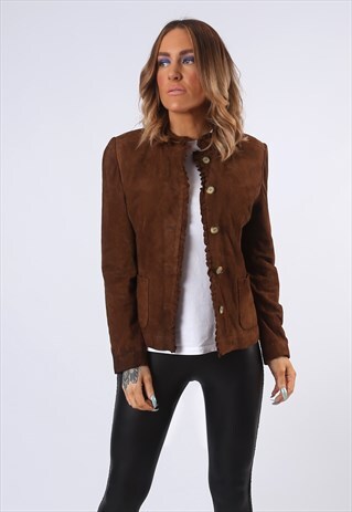SUEDE LEATHER FITTED JACKET SCAPA VINTAGE BLAZER UK 10 (APBX