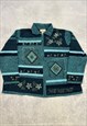 VINTAGE KNITTED JACKET FLOWER PATTERNED ZIP UP CARDIGAN