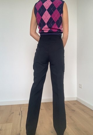VINTAGE BLACK HIGH WAISTED TROUSERS