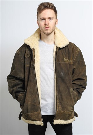 VINTAGE SUEDE AVIATOR FLEECE JACKET COAT
