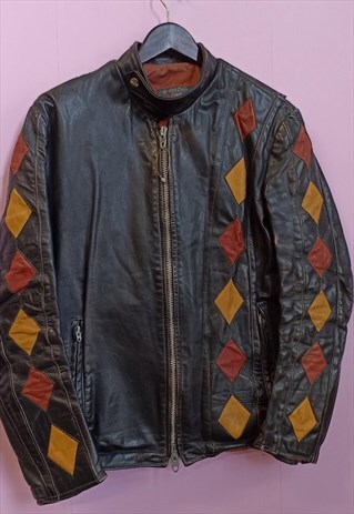 VINTAGE 1960S BRITISH CYCLE LEATHER DIAMONDS RACER JACKET