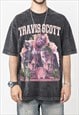 Black Washed Travis Scott Graphic Cotton fans T shirt tee