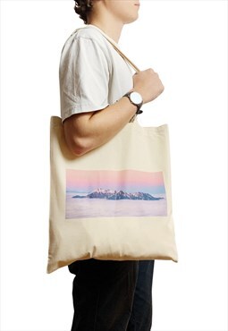 Pink Mountain Tote Bag Psychedelic Aesthetic Dreamscape