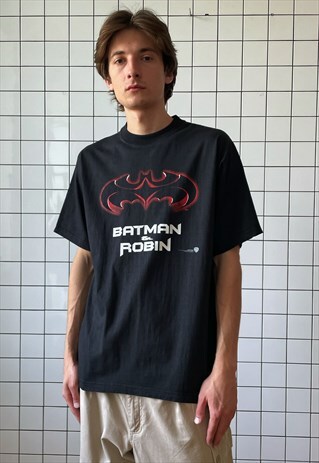 Vintage BATMAN & ROBIN Graphic Tee T Shirt 1997 Black