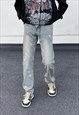 BLUE STARS WASHED DENIM JEANS PANTS TROUSERS