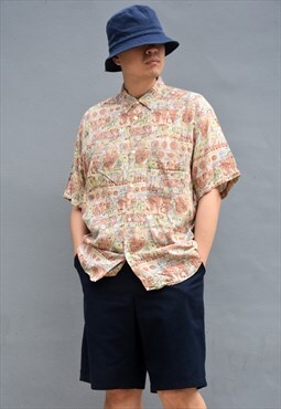 80s Vintage Rayon Patterned Shirt
