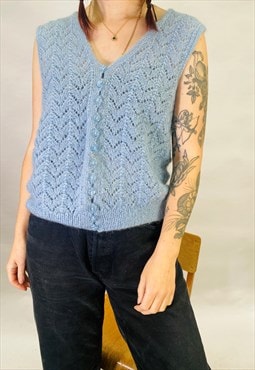 Vintage Size M Handmade Sweater Vest In blue