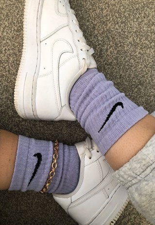 CUSTOMISED DYED NIKE SOCKS IN LILAC