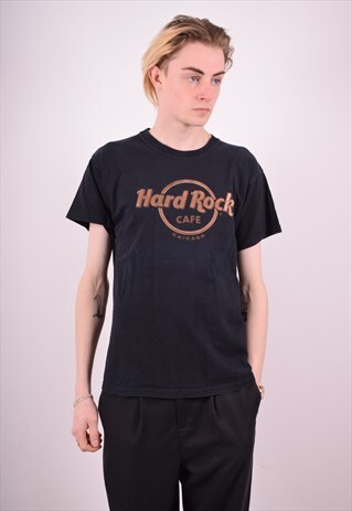 HARD ROCK CAFE MENS VINTAGE CHICAGO T-SHIRT TOP MEDIUM BLACK