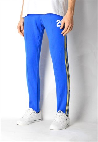 VINTAGE 70S BLUE YELLOW STRIPED SPORTS PANTS