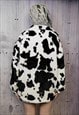 COW FLEECE JACKET IN WHITE ANIMAL PRINT FLUFFY SPOT BOMBER