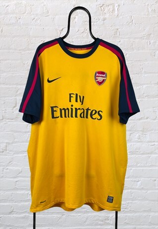 VINTAGE ARSENAL FOOTBALL SHIRT 2008/09 AWAY YELLOW XXL