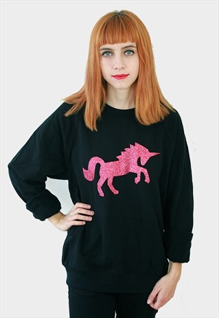 PINK GLITTER UNICORN SWEATSHIRT