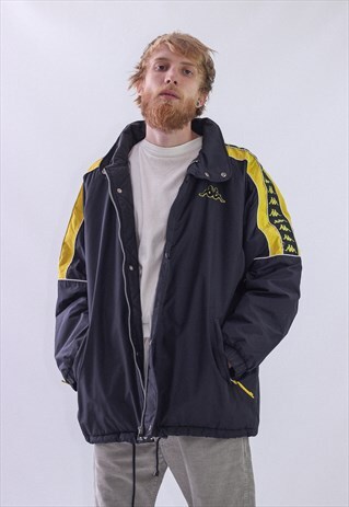 VINTAGE MENS KAPPA STRIPES LOGO WINTER JACKET