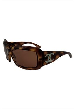 Chanel Sunglasses Square Rectangle Brown Tortoiseshell Pearl