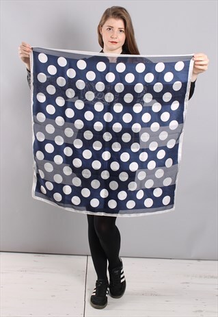 VINTAGE 80S SHEER CHIFFON POLKA DOT SCARF