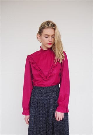 HIGH NECK RUFFLED BLOUSE