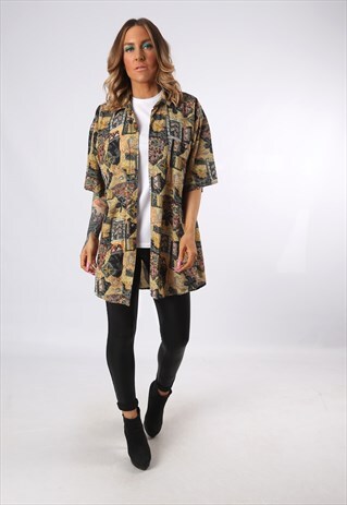 PRINT PATTERNED SHIRT OVERSIZED FITTED UK 16 - 18 (ADCC)