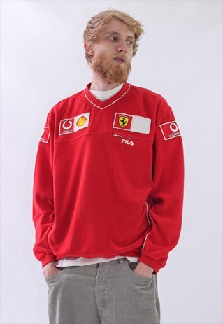 VINTAGE MENS FILA FERRARI F1 TEAM FLEECE LOGO SWEATSHIRT