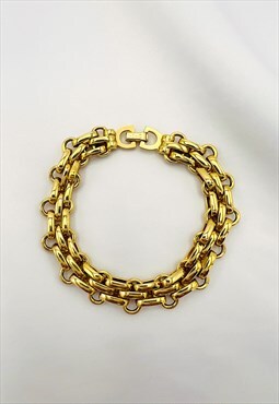Christian Dior Bracelet Gold Chunky Chain Vintage Gourmette