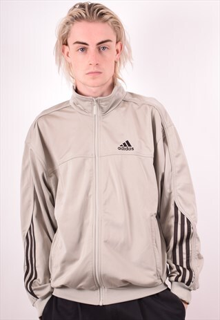 ADIDAS MENS VINTAGE TRACKSUIT TOP JACKET MEDIUM GREY 90S