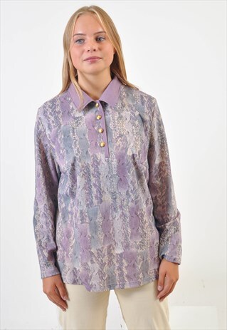 VINTAGE LONG SLEEVE BLOUSE IN ABSTRACT PRINT