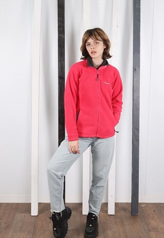 VINTAGE 90S PINK BERGHAUS ZIP UP FLEECE. UNISEX. OVERSIZED.