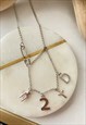 SILVER CHARM CROSS  DIAMANTE PUNK DAINTY PENDANT NECKLACE