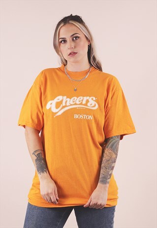 VINTAGE 90S LEE CHEERS USA BOSTON SOUVENIR T-SHIRT /A22088